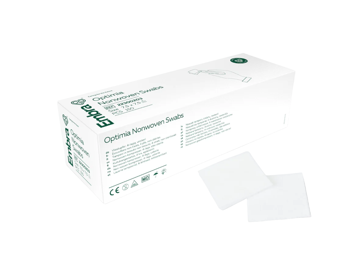 7,5X7,5 CM KOMPRESS NONWOVEN EMBRA 4L 150 ST